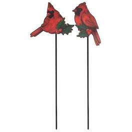 BreeBe - Cardinal & Holly Wooden Plant Stake 2 Asstd - Red