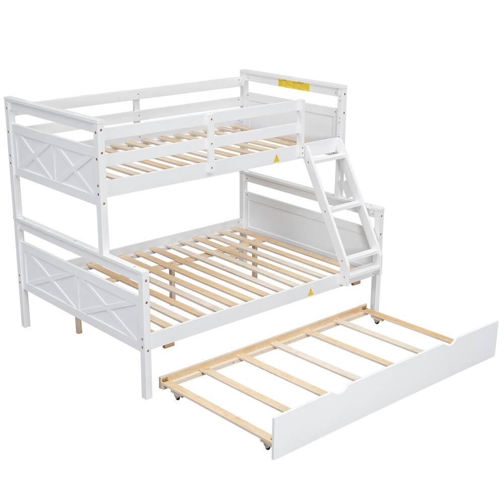 Alt View 9. Loheer - Loheer Twin Over Full Bunk Bed with Trundle White Solid Wood - White.