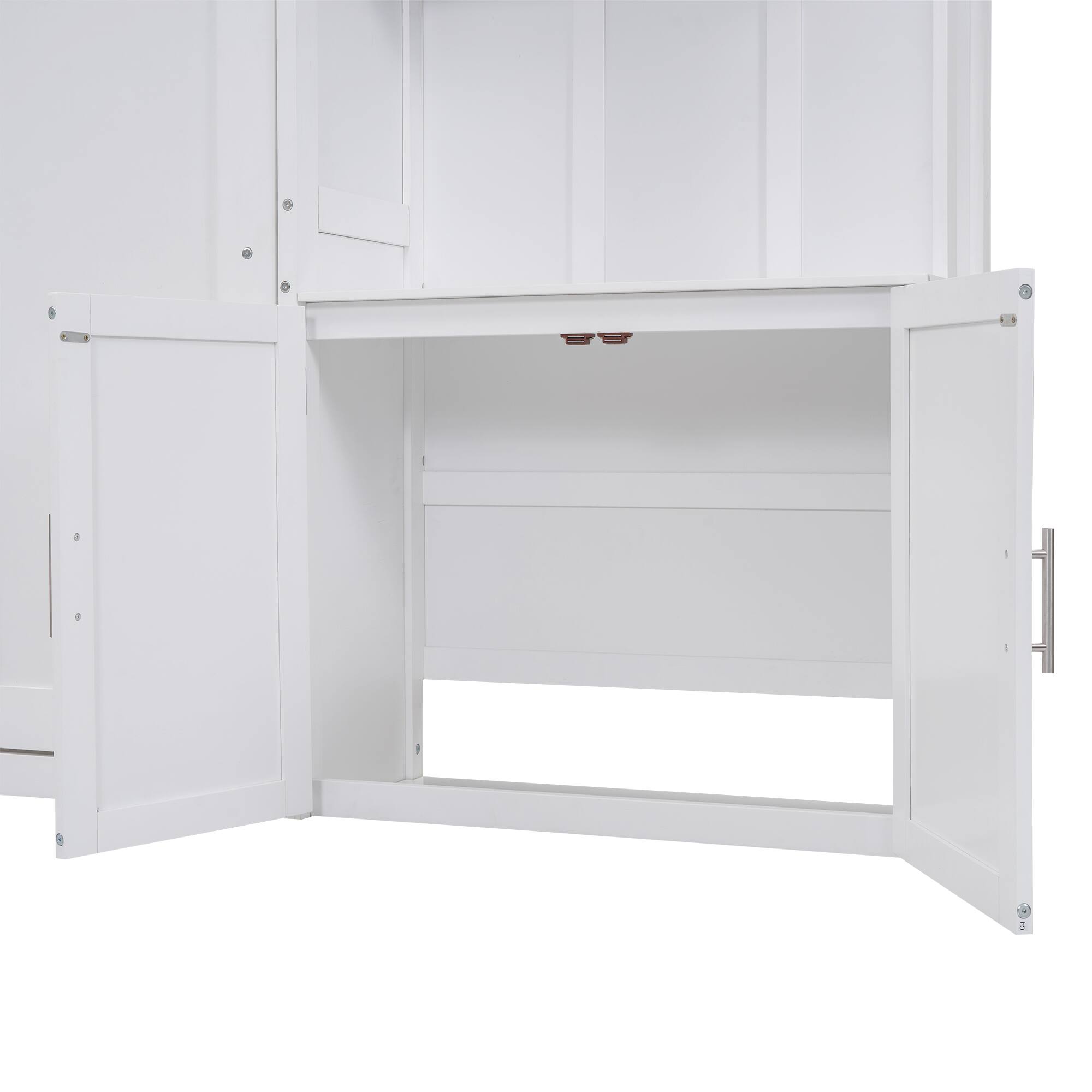 Alt View 9. Tiramisubest - Full Size White Murphy Bed, Solid Wood + MDF, 95x16x84 inches, 228 lbs - White.