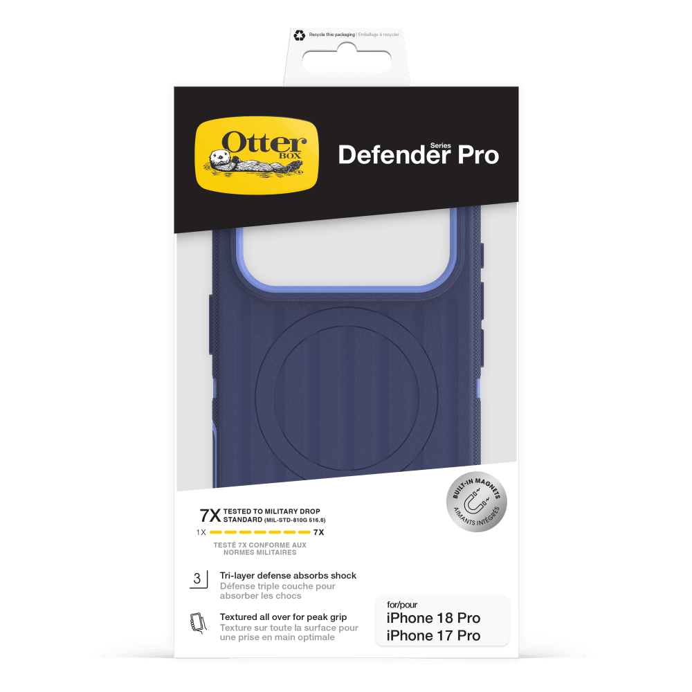 Recycle the packaging Emballage - reyder

Otter Series BOX Defender Pro

TESTED TO MILITARY DROP 7X STANDARD (MIL-STD-810G 516.6) 1X 7X TEST 7X CONFORME AUX NORMES MILITAIRES

BUILT-IN MAGNETS AIMANTS INTÉGRÉS

3

Tri-layer defense absorbs shock Dfense triple couche pour absorber les chocs

Textured all over for peak grip Texture sur toute la surface pour une prise en main optimale

for/pour iPhone 18 Pro iPhone 17 Pro
