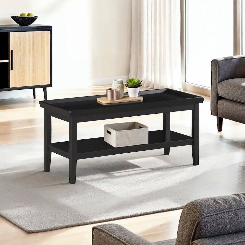 Left. Convenience Concepts - Ledgewood Coffee Table with Shelf - Black.