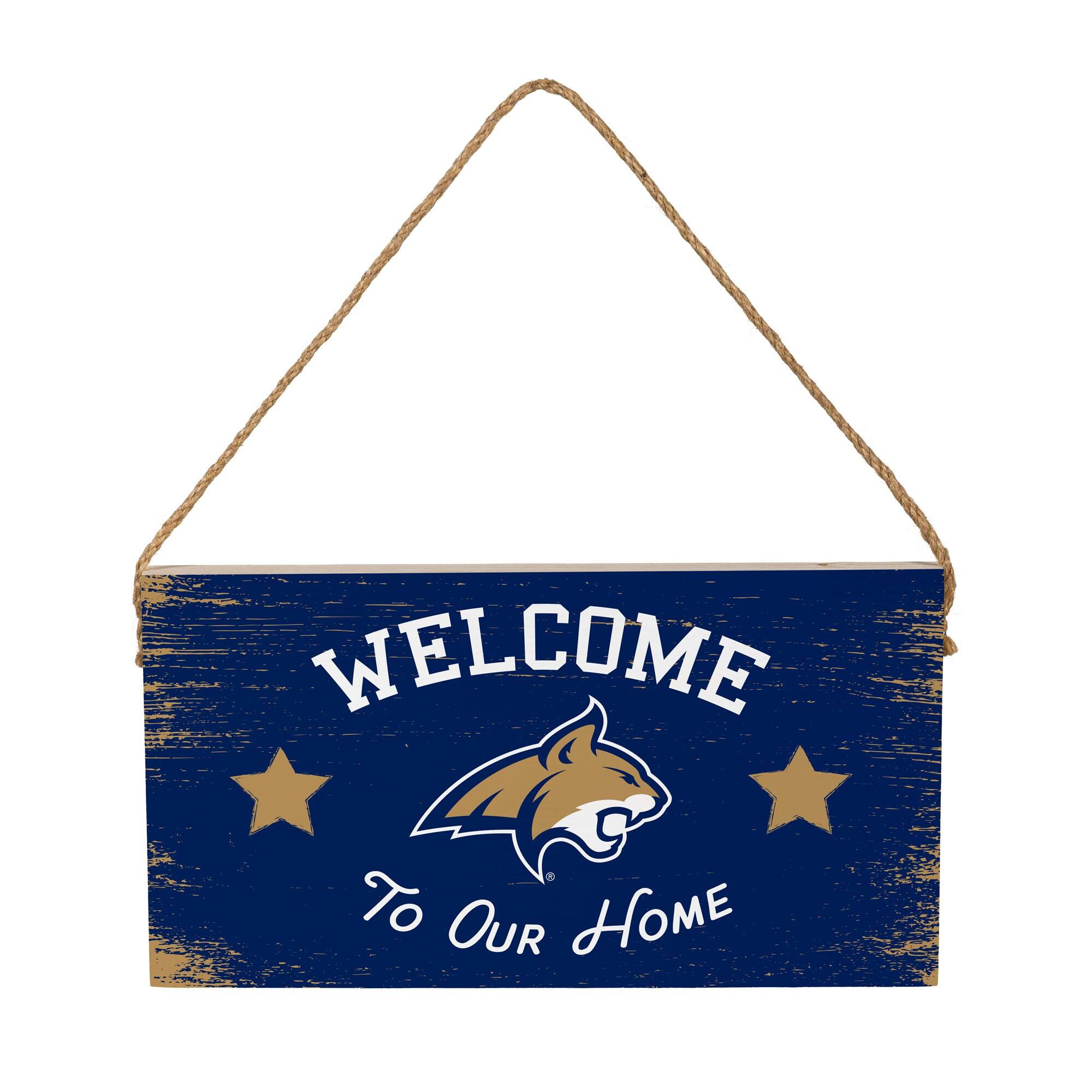 Montana State Bobcats 6" x 11" Welcome Home Wood Wall Sign with Rope Hanger