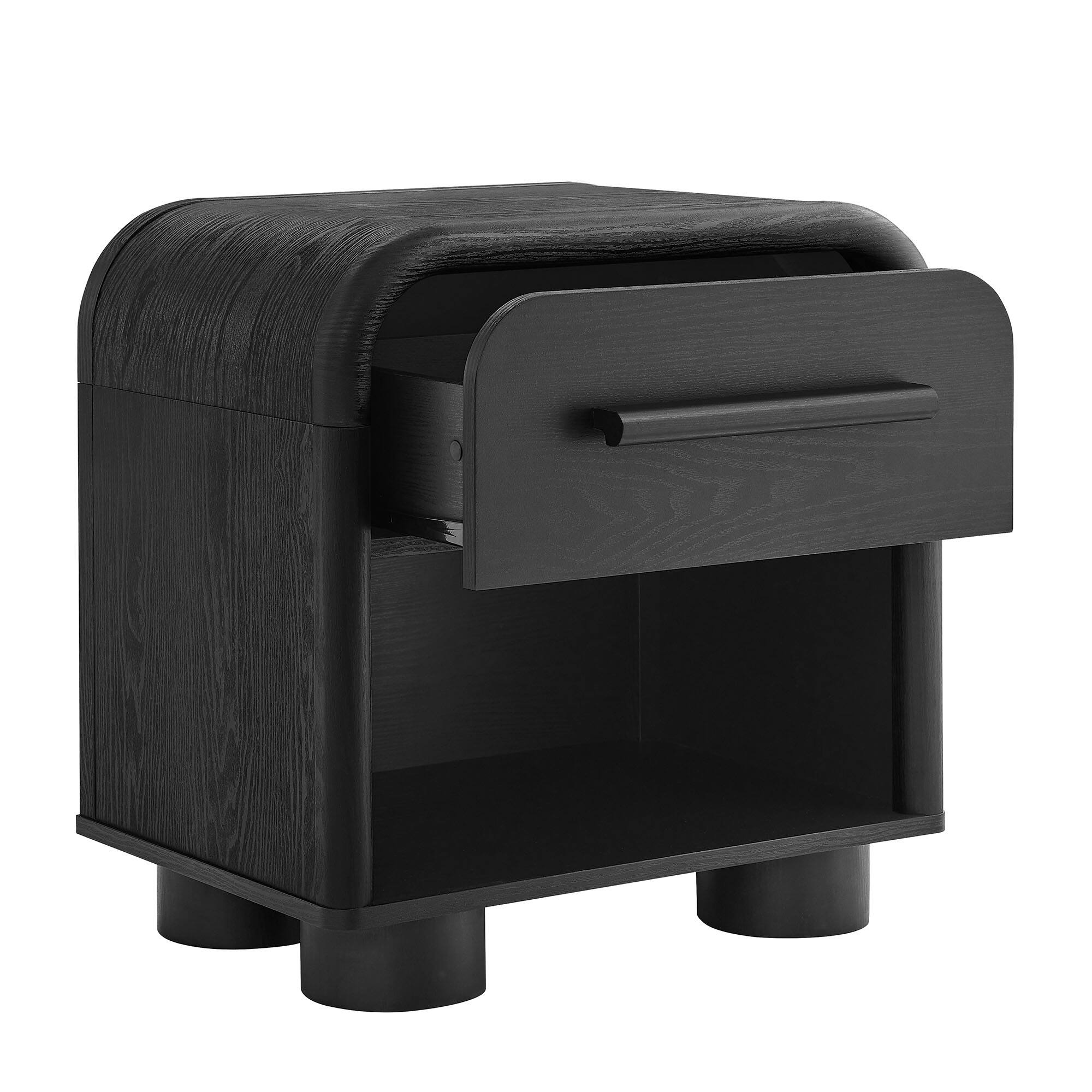 Alt View 3. Modway - Bellamy Curved 1-Drawer Nightstand by Modway - Black Oak.
