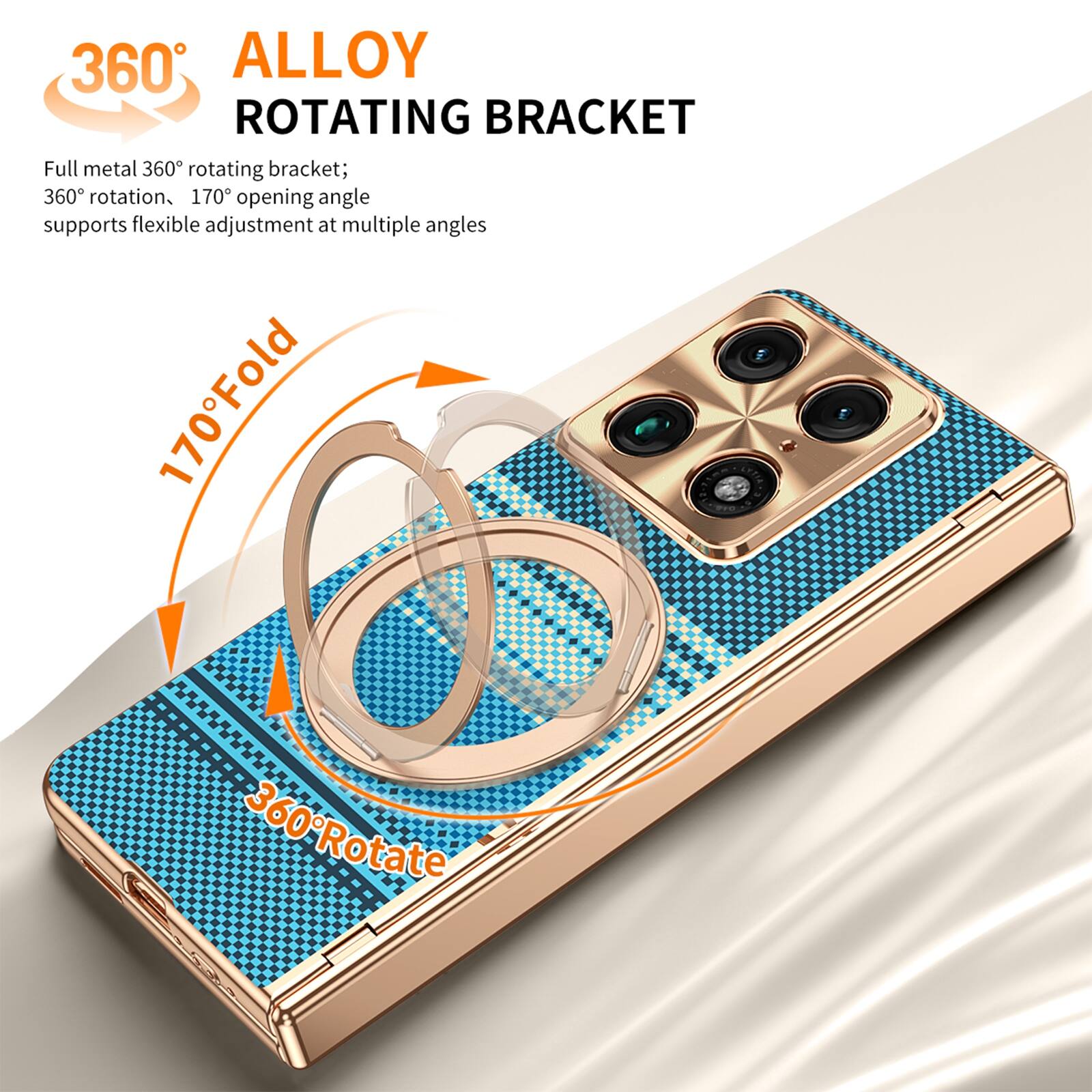 360 ALLOY ROTATING BRACKET

Full metal 360° rotating bracket; 360° rotation, 170° opening angle supports flexible adjustment at multiple angles

170° Fold

360° Rotate