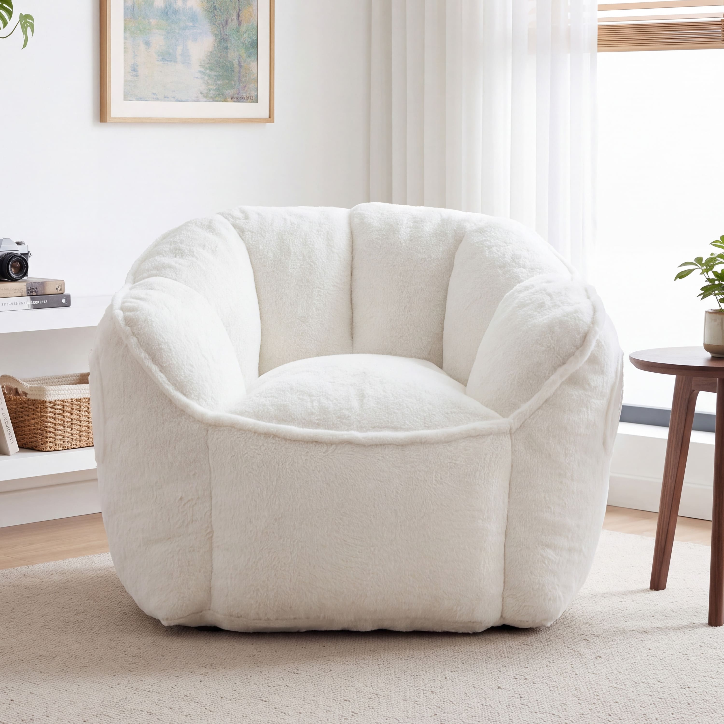 Vipbear - Bean Bag Chair for Adults and Kids, Single Sofa Couch with Back Support and Armrest for Living Room, Bedroom, Apartment - off-white price history on PriceWatchPro