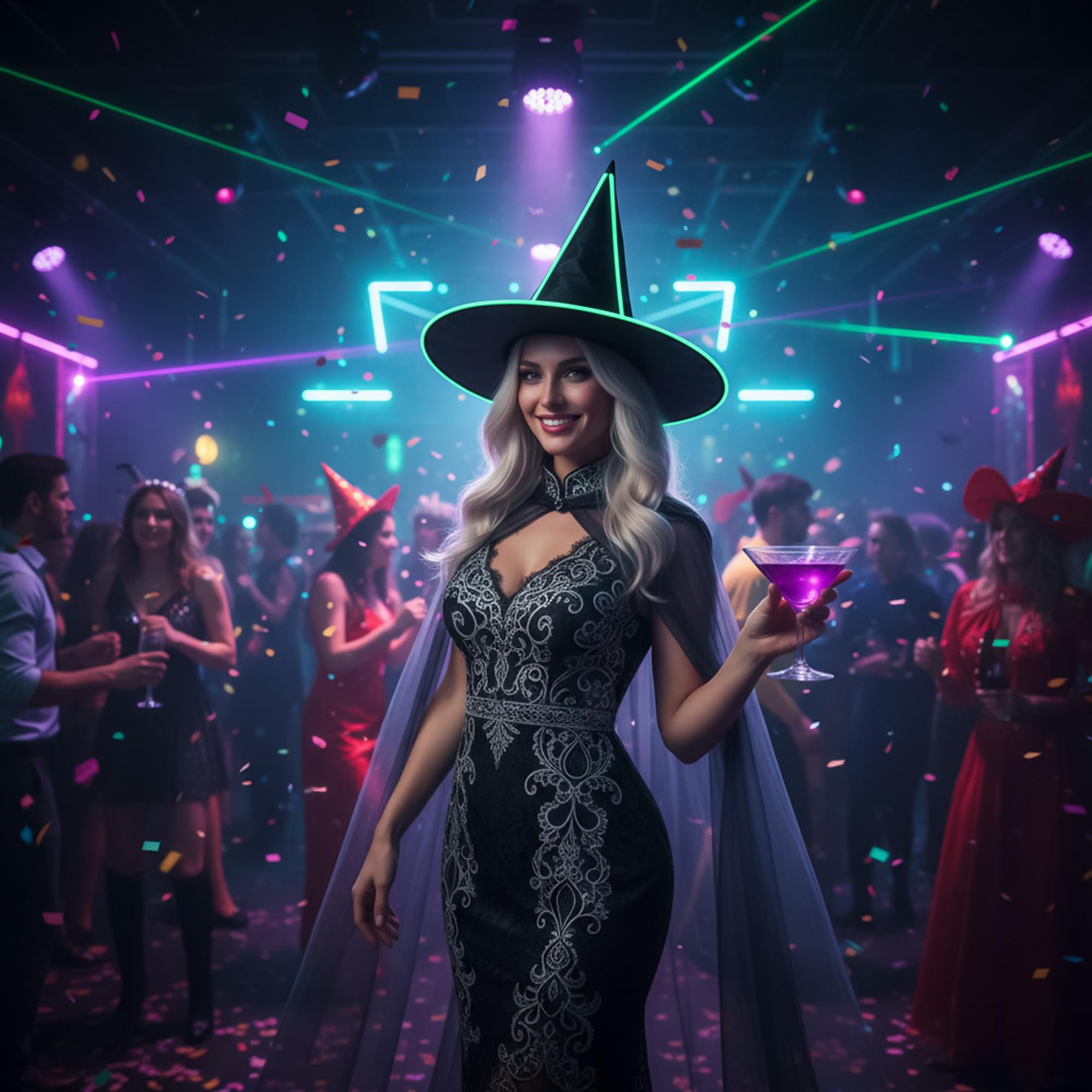Alt View 3. Glowman Costumes - Glowman Glow Witch Hat - Green.