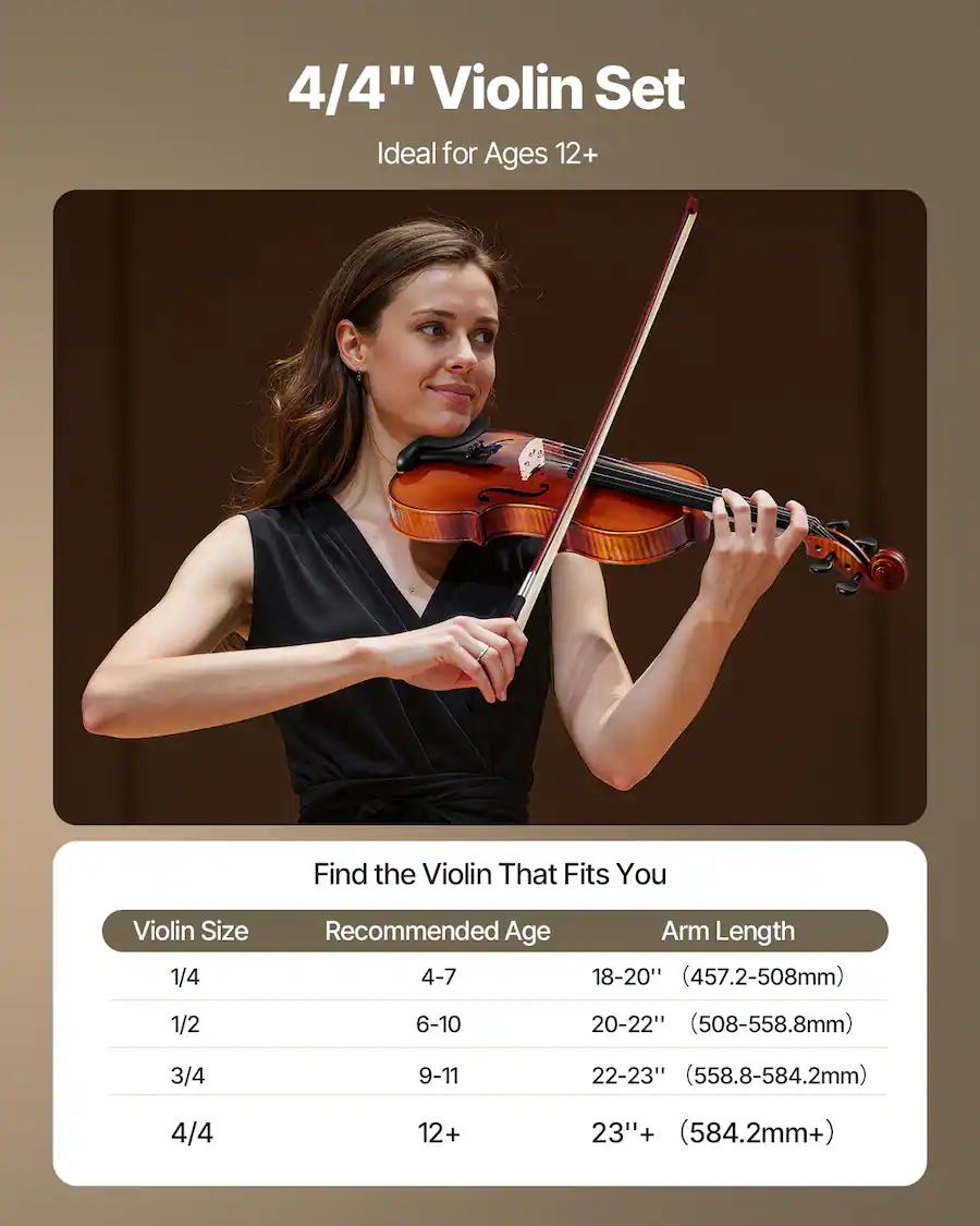 VEVOR Violin 4/4 Full Size for Adults, Violin Fiddle Set for Beginners ...