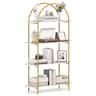 Costway - 1 PCS Arched Bookshelf, 4-Tier Open Bookcase with Sturdy Metal Frame for Living Room - Gold,White