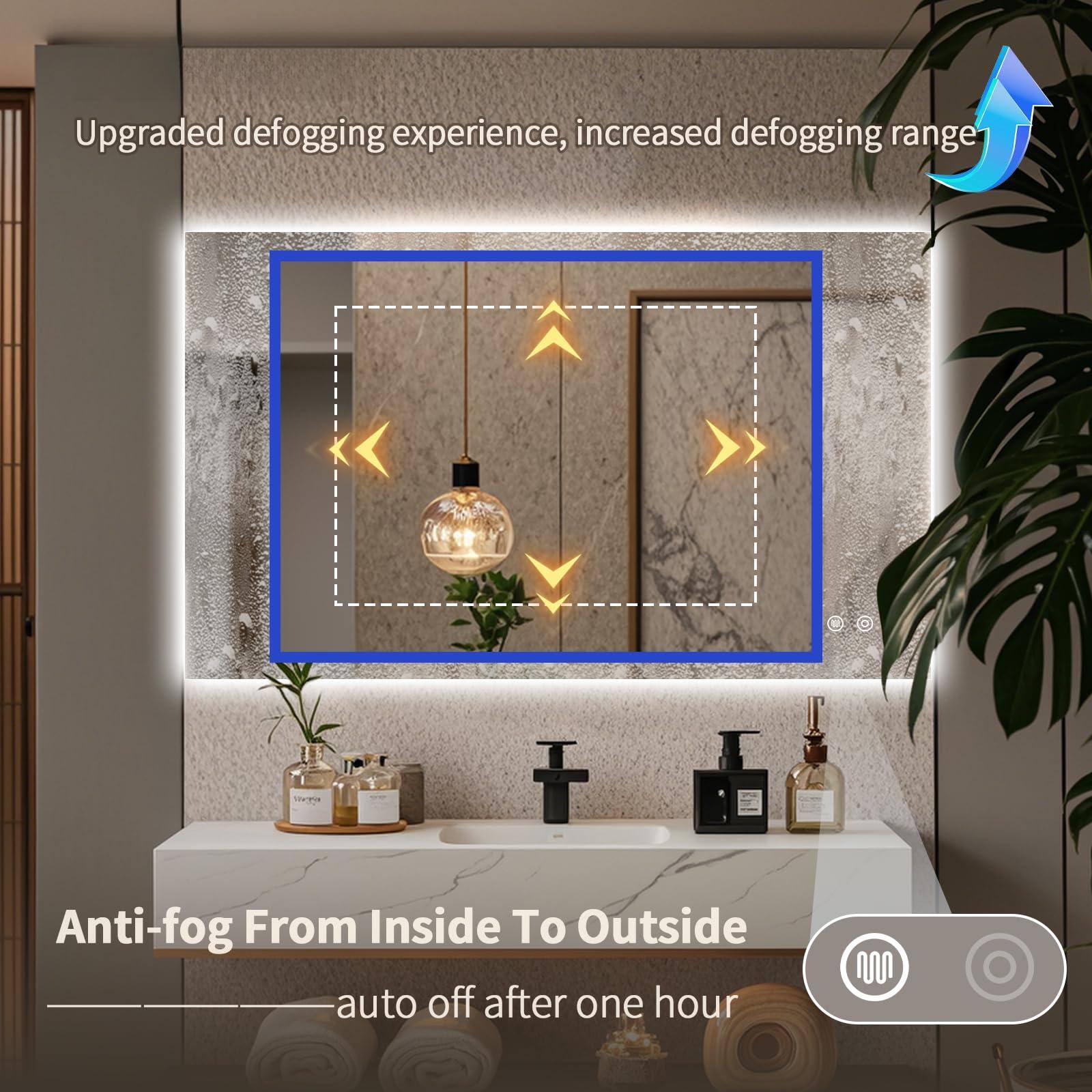 Earthley Blooms Led Mirror Backlit 3 Colors Dimmable Wall With Ul ...
