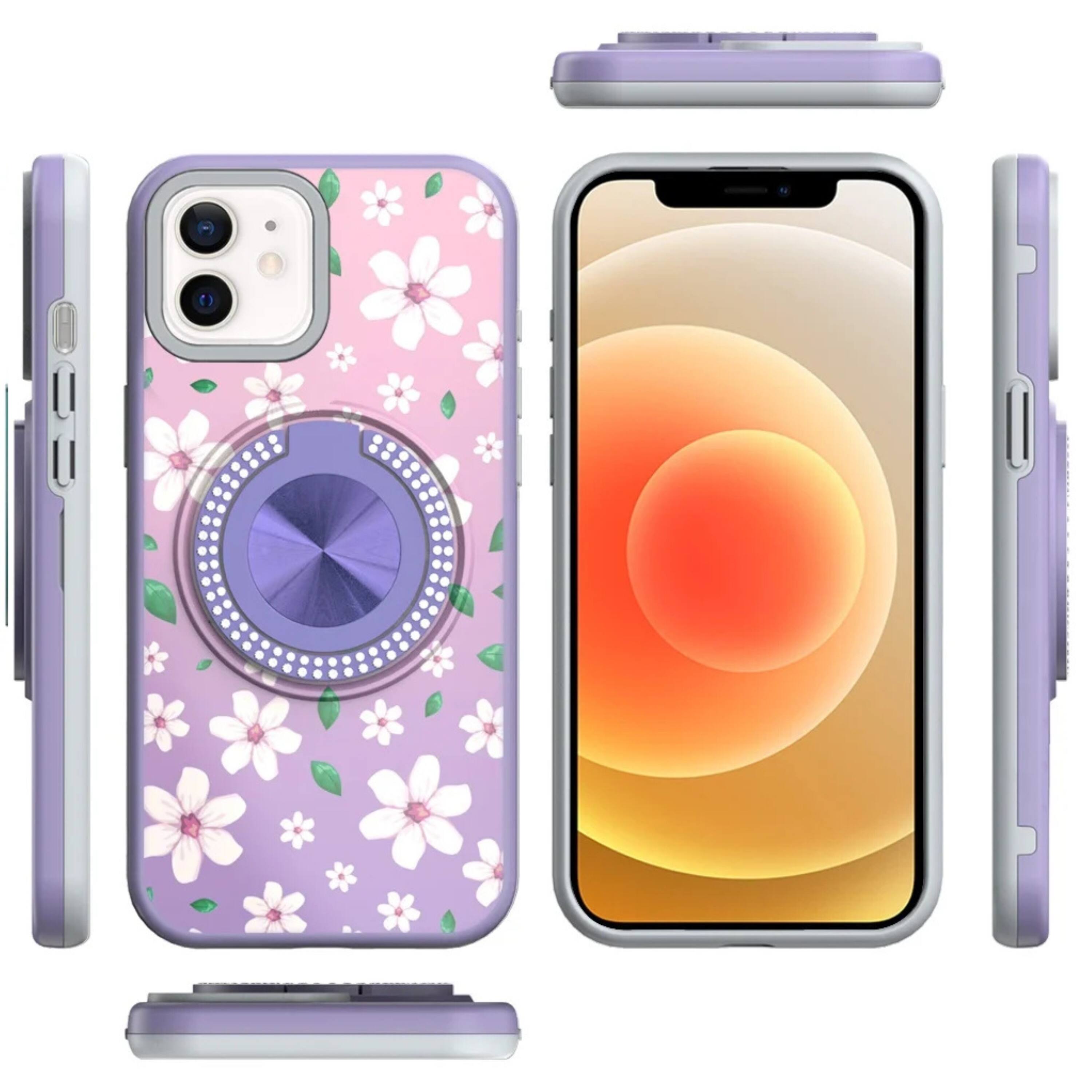 Angle. Kitcheniva - Shockproof Floral Design Protective Cover With Tempered Glass For iPhone 12 Pro Max Floral - Floral.