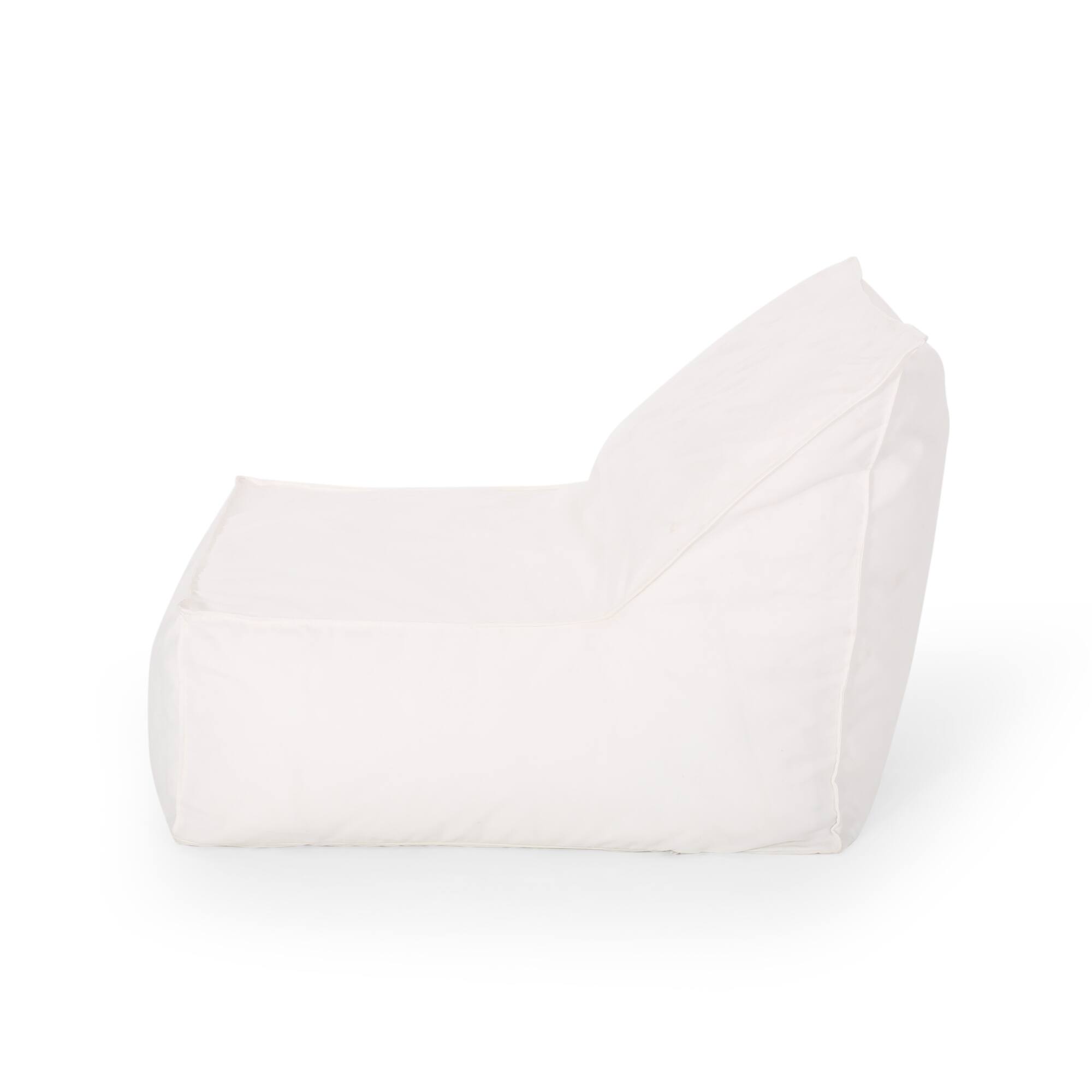 Angle. GOODSILO - Comfortable Water-Resistant Fabric Bean Bag Chair for Living Room or Bedroom with Removable Cover - White Washed.