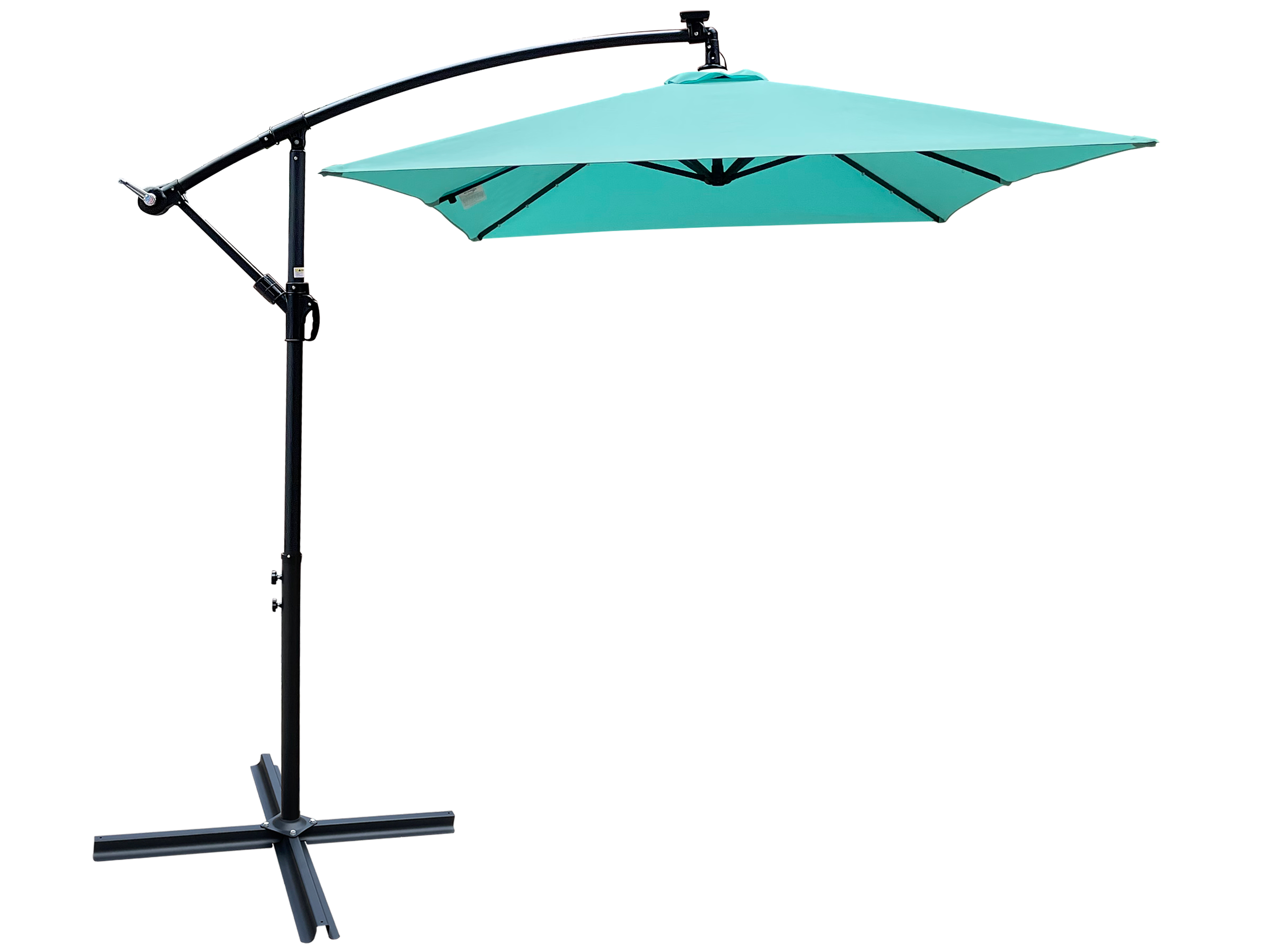 Back. Loheer - Loheer Rectangle Solar Powered LED Lighted Patio Umbrella Waterproof Market Sun Shade with Crank and Cross Base for Pool.