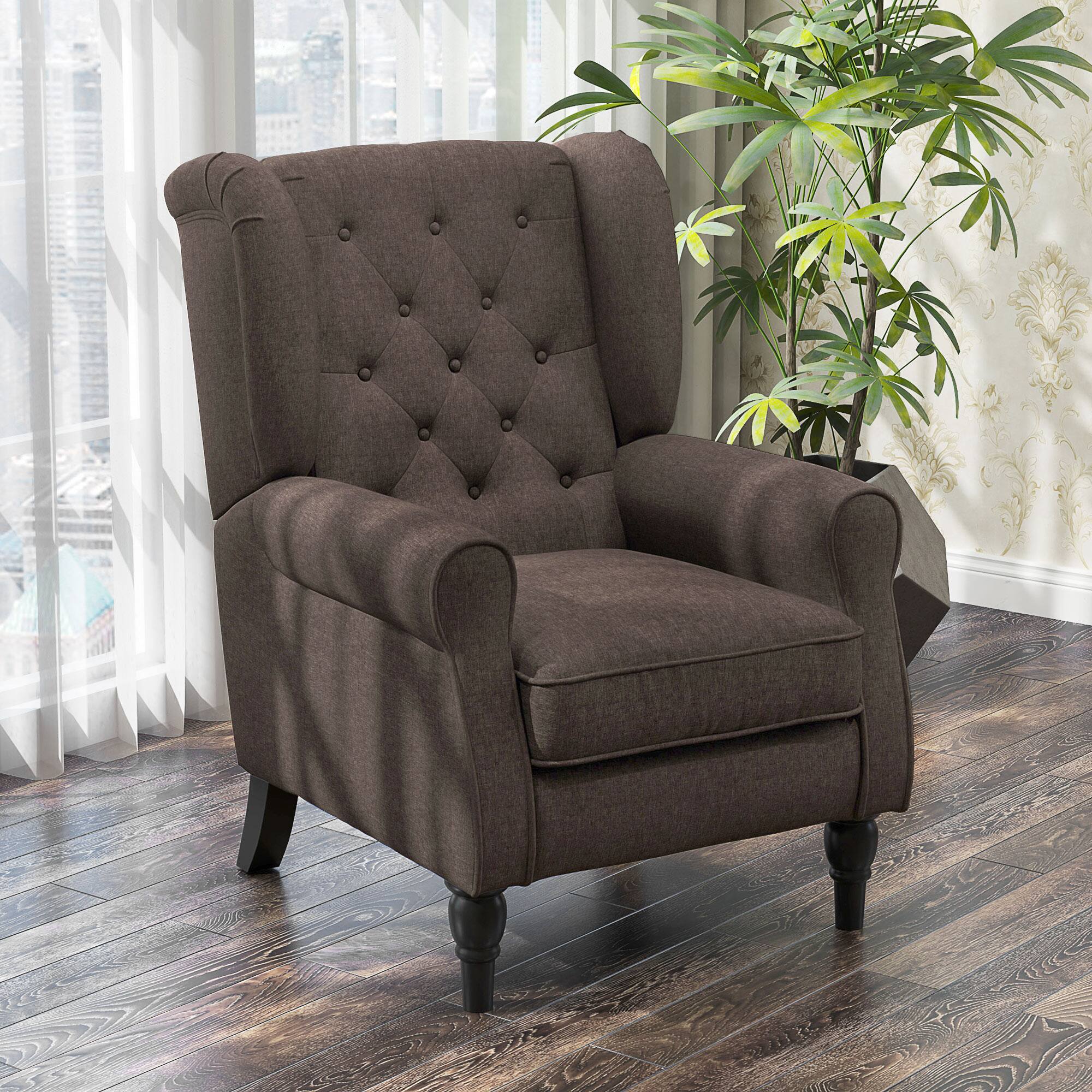 Alt View 1. Homcom - Accent Chair for Living Room, Button-Tufted Lounge Chair with Round Armrests and Wood Legs - Dark.