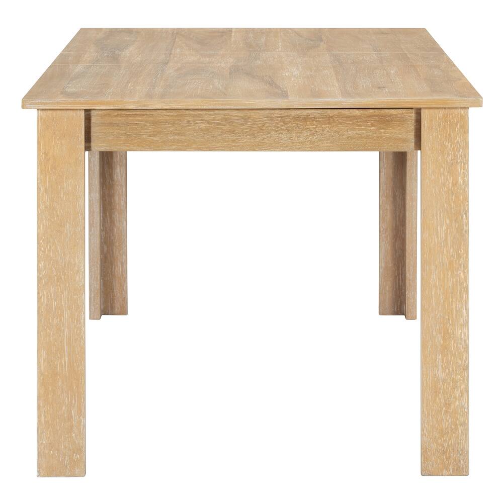 Back. Loheer - Loheer 7-Piece Farmhouse Dining Table Set Extendable Wooden Dining Set with Leaf 6 Upholstered Chairs Natural Wood Wash - Natural Wood Wash.