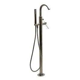 Alfi - Brushed Nickel Single Lever Floor Mounted Tub Filler Mixer,Hand Held Shower Head - Silver