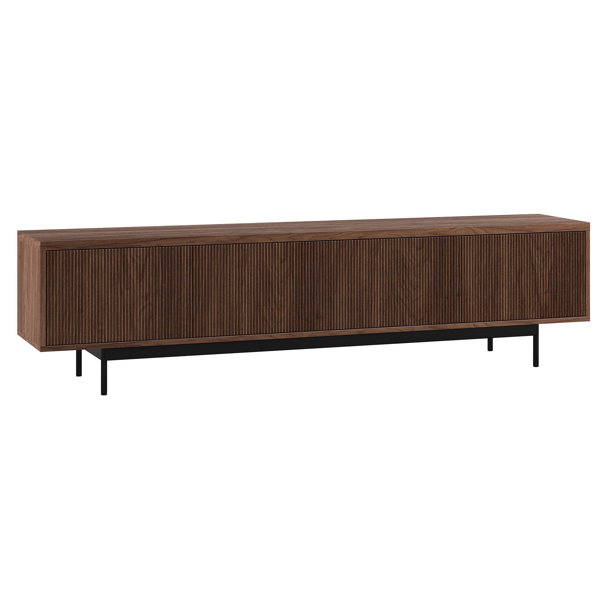 Front. Hudson&Canal - Whitman Rectangular Fluted TV Stand for TV's up to 85" in Satin Walnut - Satin Walnut.