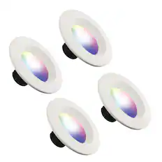 Front. Energizer - 4-Pack Smart Wi-Fi Multi-Color LED Light Recessed Downlight, 6 inch 85W BR30 E26, 1100 Lumens - Multicolor.