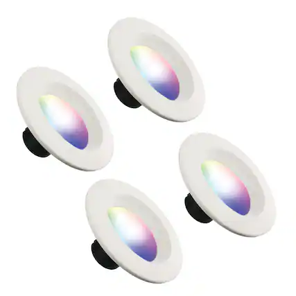 Front. Energizer - 4-Pack Smart Wi-Fi Multi-Color LED Light Recessed Downlight, 6 inch 85W BR30 E26, 1100 Lumens - Multicolor.