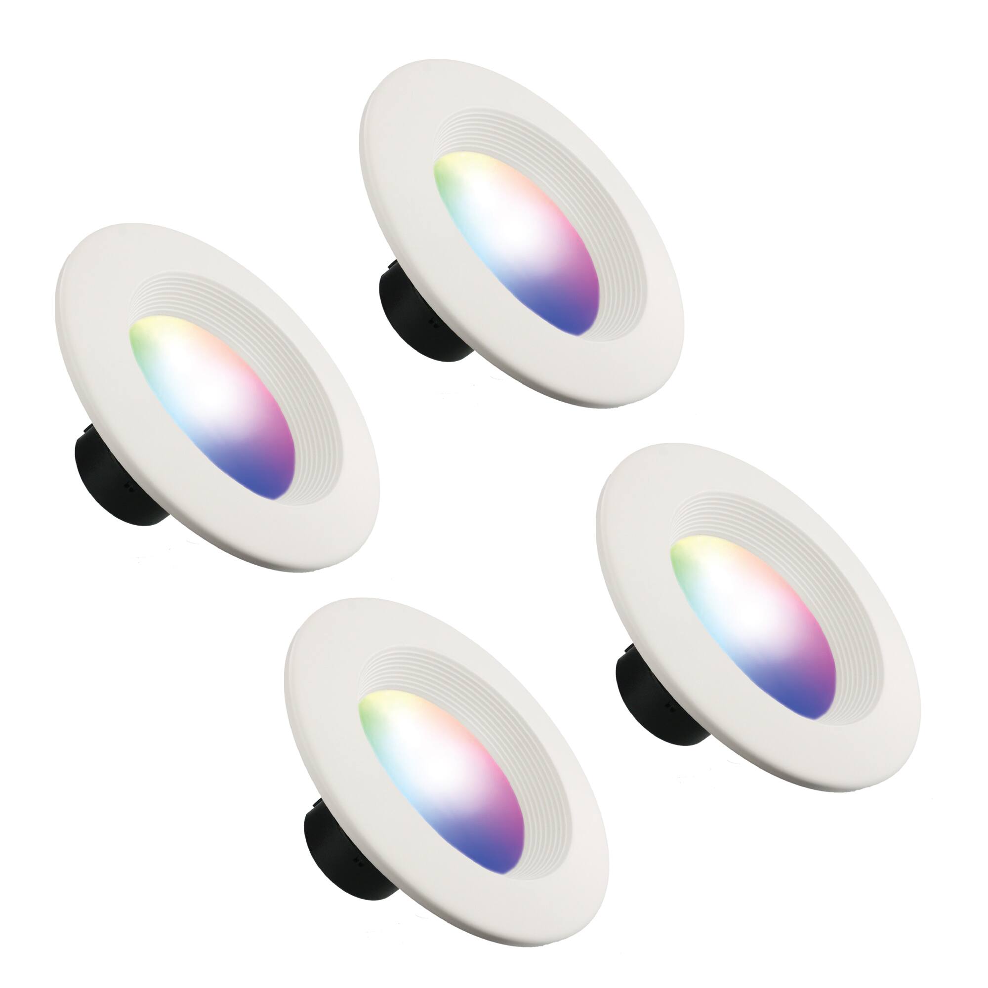 Front. Energizer - 4-Pack Smart Wi-Fi Multi-Color LED Light Recessed Downlight, 6 inch 85W BR30 E26, 1100 Lumens - Multicolor.