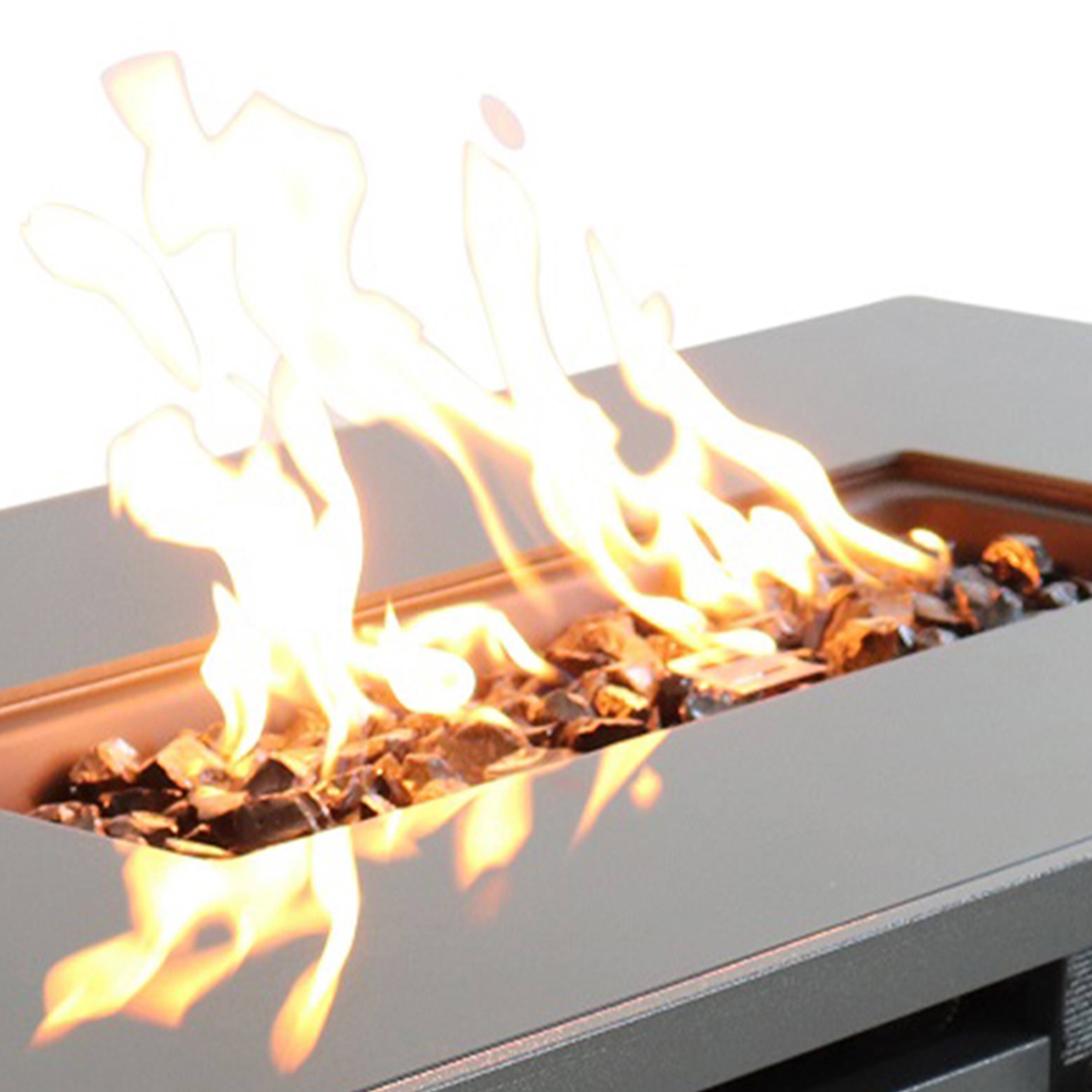 Alt View 2. Mondawe - 50,000 BTU Outdoor Gas Fire Pit Table with Smoked Glass Top - Black.