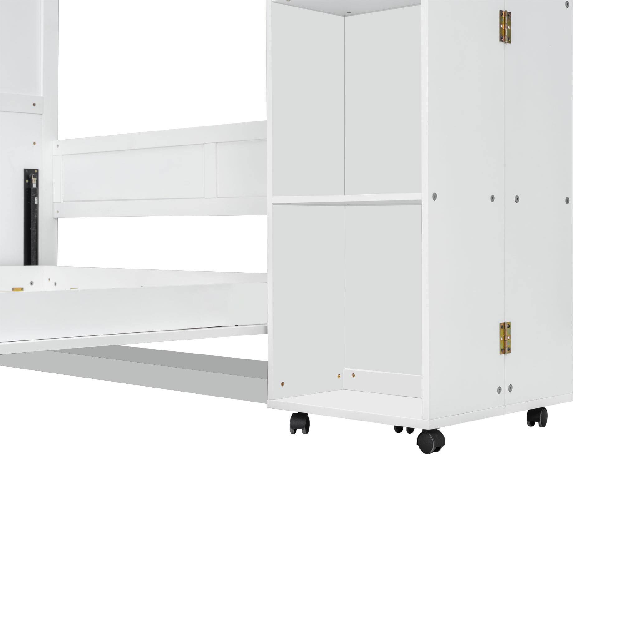 Alt View 4. Anysun - Queen Murphy Bed Wall Bed with Storage Doors - White.