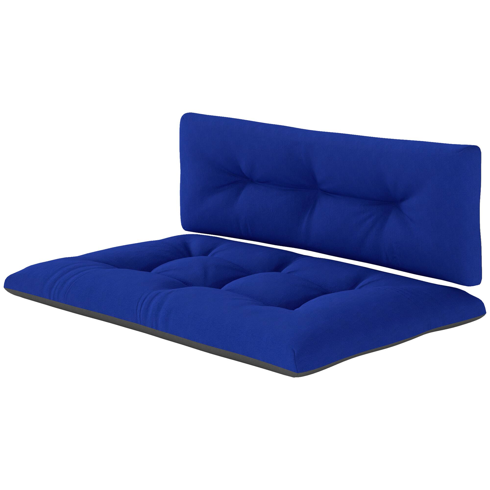 Outsunny - 2 Seater Pallet Cushions Outdoor 3.9 in. Thick Replacement Pallet Sofa Cushions, Tufted Replacement Pads for Garden - Navy Blue and Dark Gray