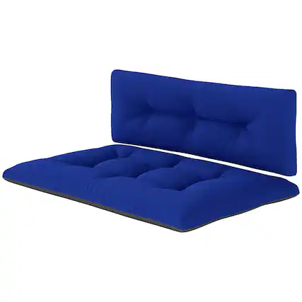 Front. Outsunny - 2 Seater Pallet Cushions Outdoor 3.9 in. Thick Replacement Pallet Sofa Cushions, Tufted Replacement Pads for Garden - Navy Blue and Dark Gray.
