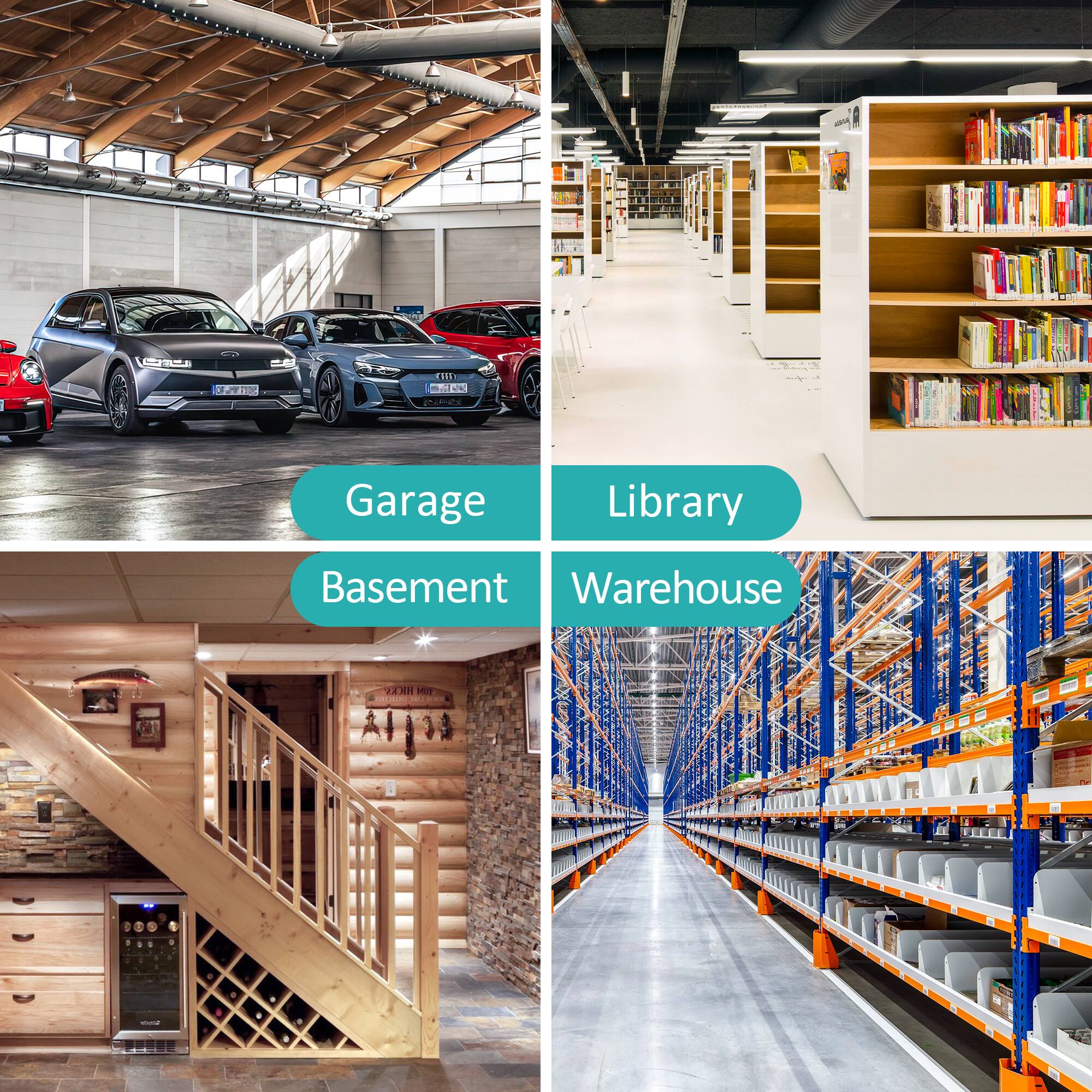 Garage  
Library  
Basement  
Warehouse