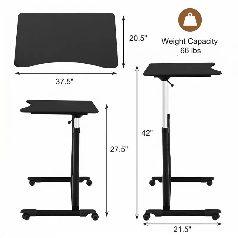 Simple Clean Table Format WELLFOR Standing Desk with Mobile Portable Rolling Wheels, Height ...