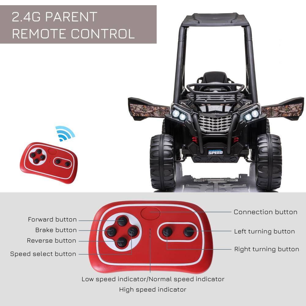 2.4G Parent Remote Control

- Forward button
- Brake button
- Reverse button
- Speed select button
- Connection button
- Left turning button
- Right turning button
- Low speed indicator/Normal speed indicator
- High speed indicator