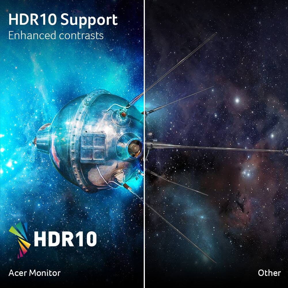 HDR10 Support  
Enhanced contrasts  

HDR10  

Acer Monitor  

Other