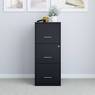 Alt View 5. Staples - 3-Drawer Vertical File Cabinet, Letter Size, Lockable, 34.9"H x 14.3"W x 18.9"D - Black.
