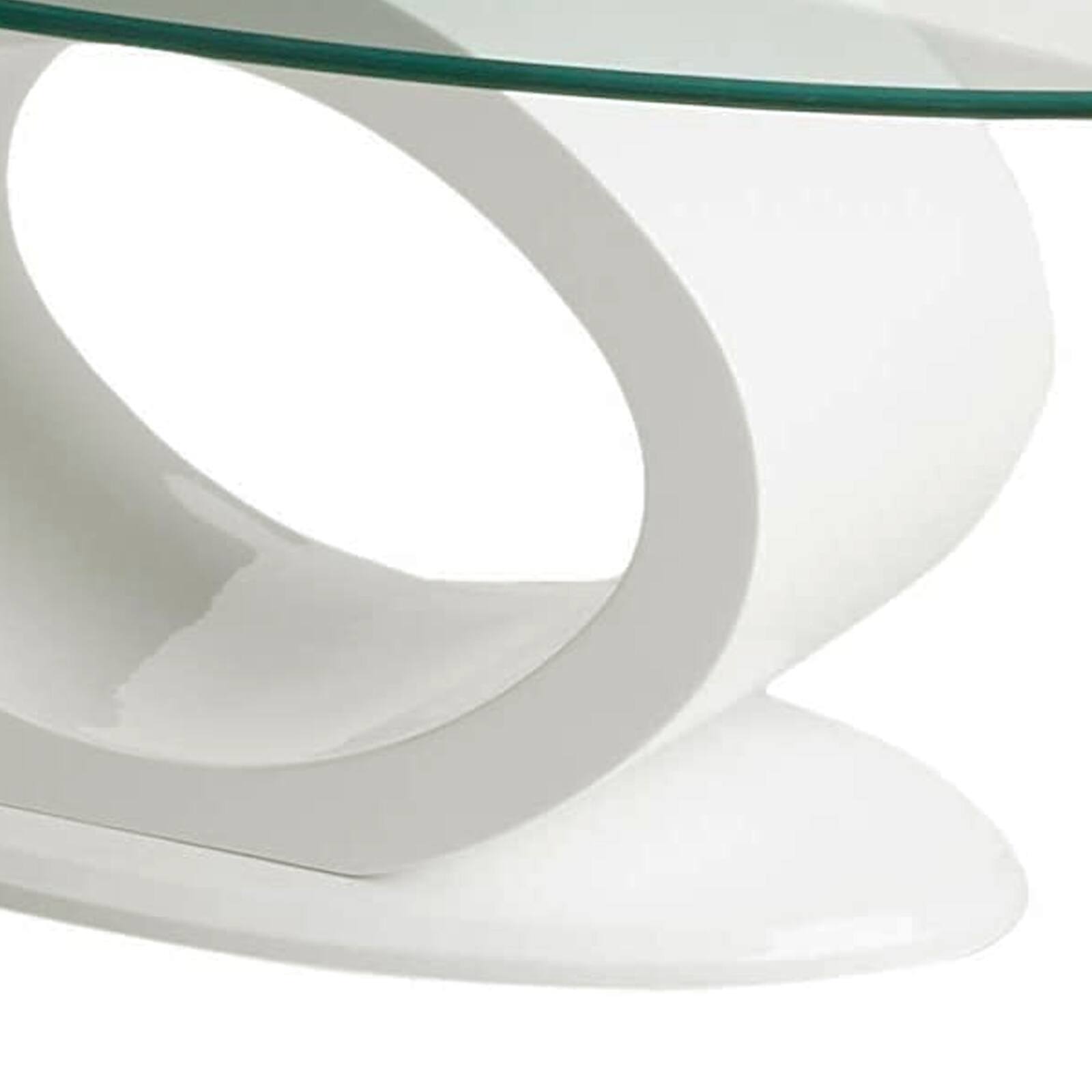 Alt View 3. Manhattan Lane - Contemporary Tempered Glass Top Coffee Table with O Shape Base - White.