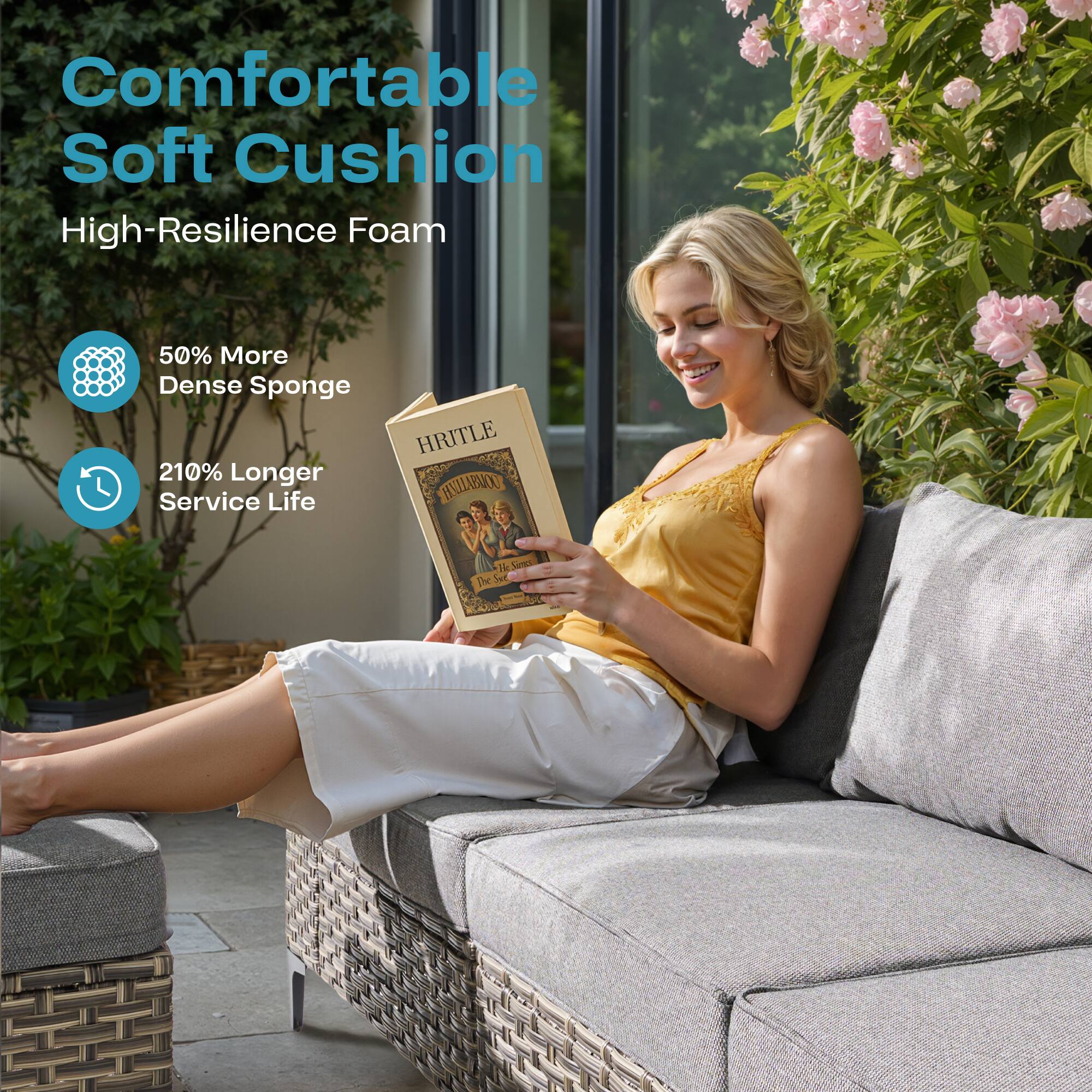 Comfortable Soft Cushion  
High-Resilience Foam  

50% More Dense Sponge  
210% Longer Service Life