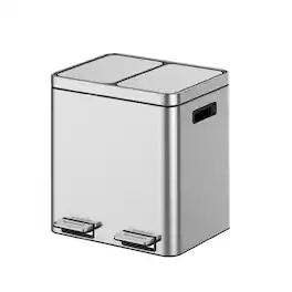 GARVEE - Dual Compartment Trash Can - 30L/8 Gal Stainless Steel Kitchen Trash Can - Silver