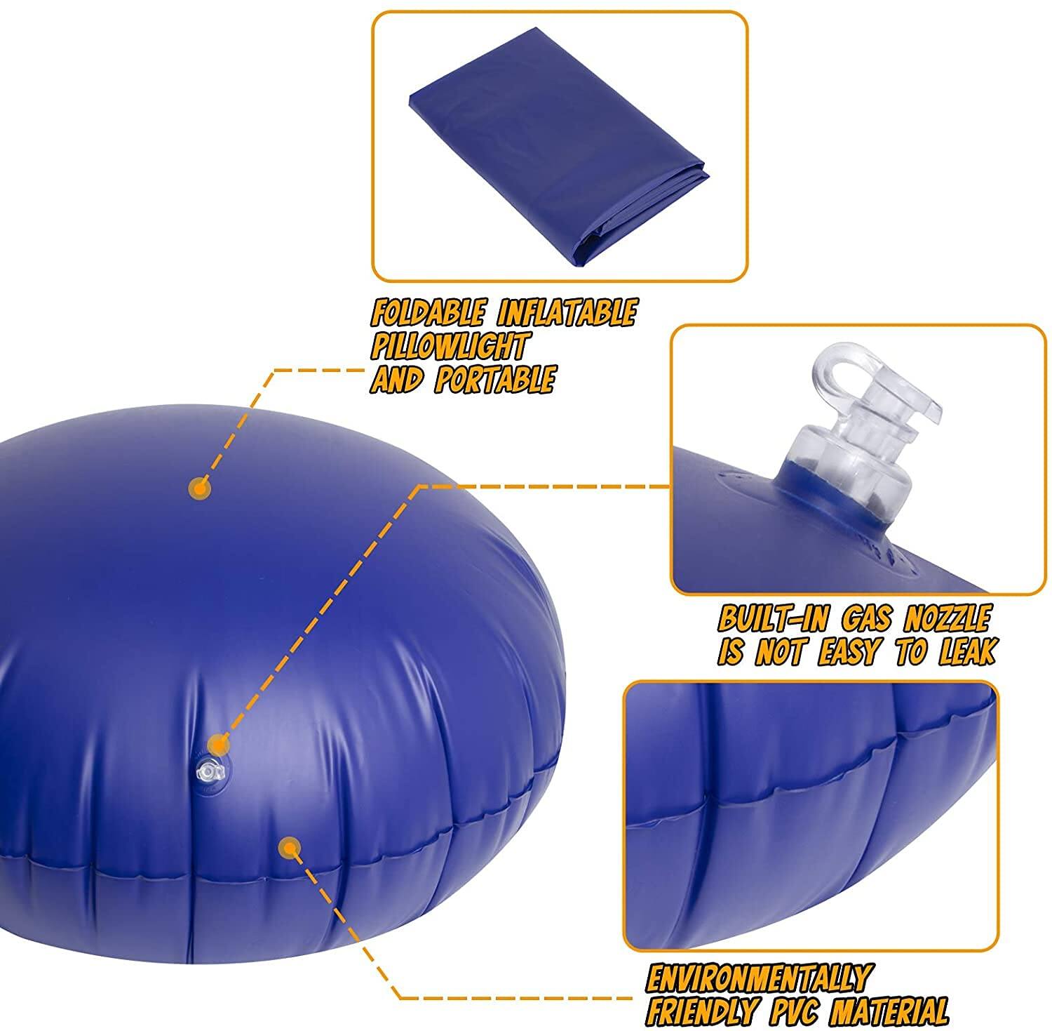- Foldable inflatable pillowlight and portable
- Built-in gas nozzle is not easy to leak
- Environmentally friendly PVC material