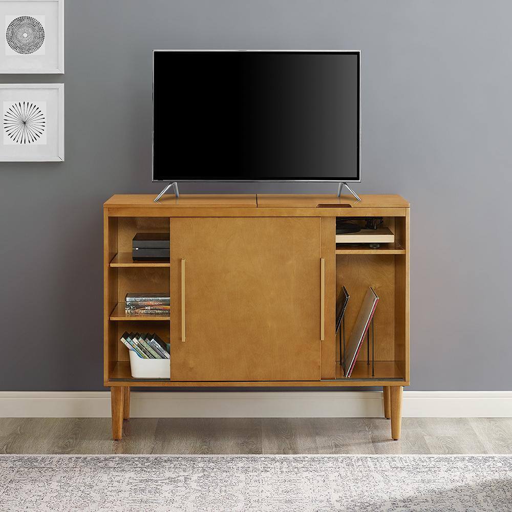 Alt View 10. Crosley Furniture - Everett Large Record Player Cabinet With Vinyl Storage - Acorn.