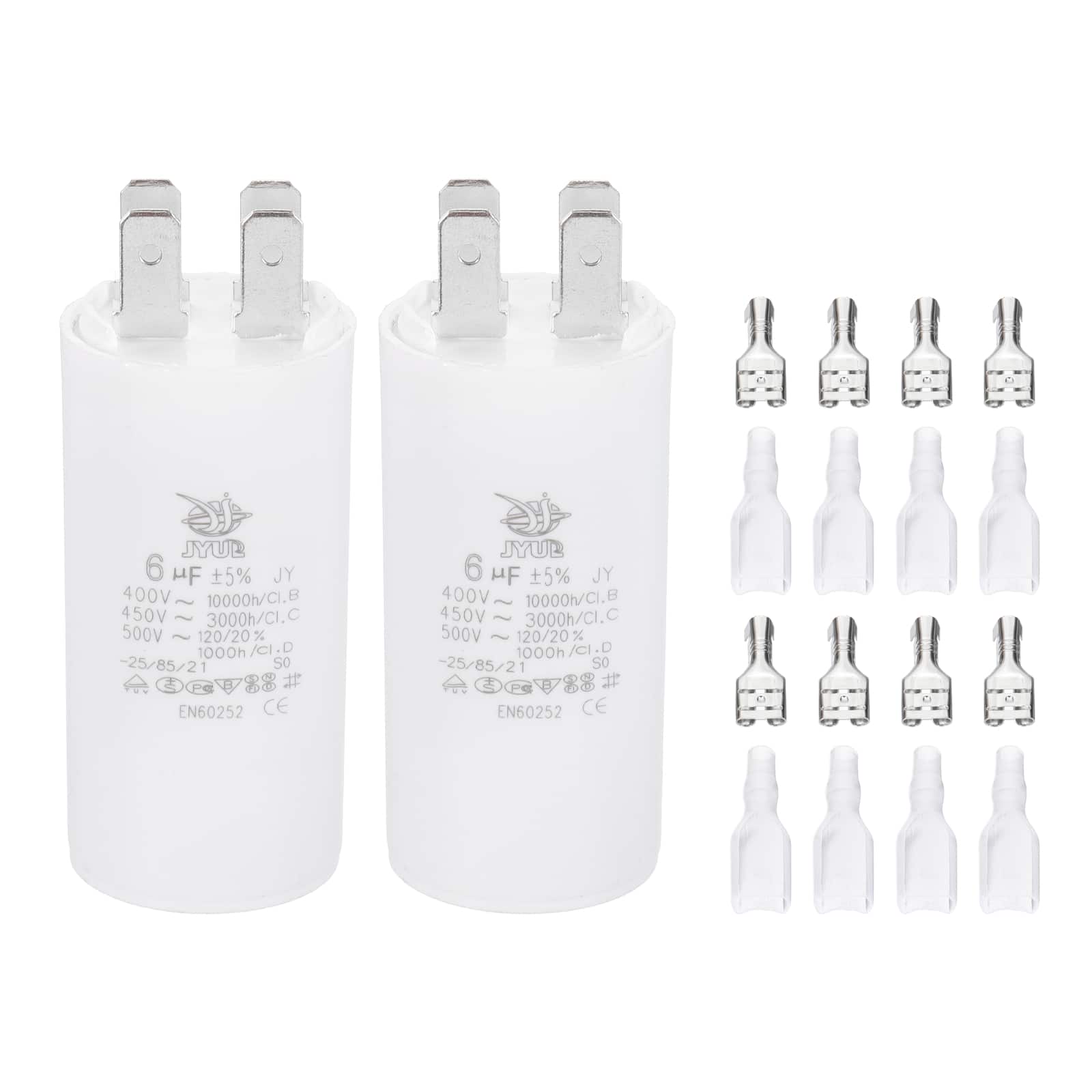 Unique Bargains - 2pcs 6uF CBB60 Run Capacitor, AC 450V 4 Pin Double Insert with Sheath Spring for Motor Start - White price history on PriceWatchPro