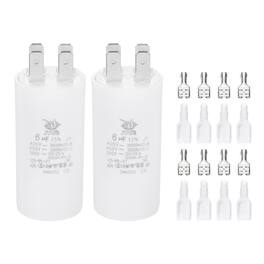 Unique Bargains - 2pcs 6uF CBB60 Run Capacitor, AC 450V 4 Pin Double Insert with Sheath Spring for Motor Start - White