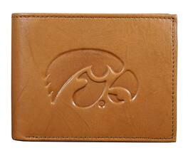 Rico Industries - Iowa Hawkeyes Embossed Brown Leather Billfold Wallet - Multi