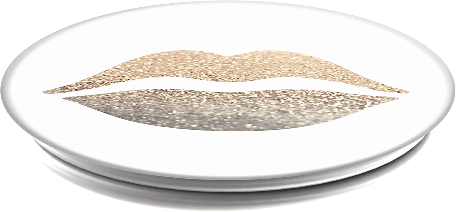 Left. PopSockets - Popsockets Phone Grip & Stand Gold Lips - Gold Lips.