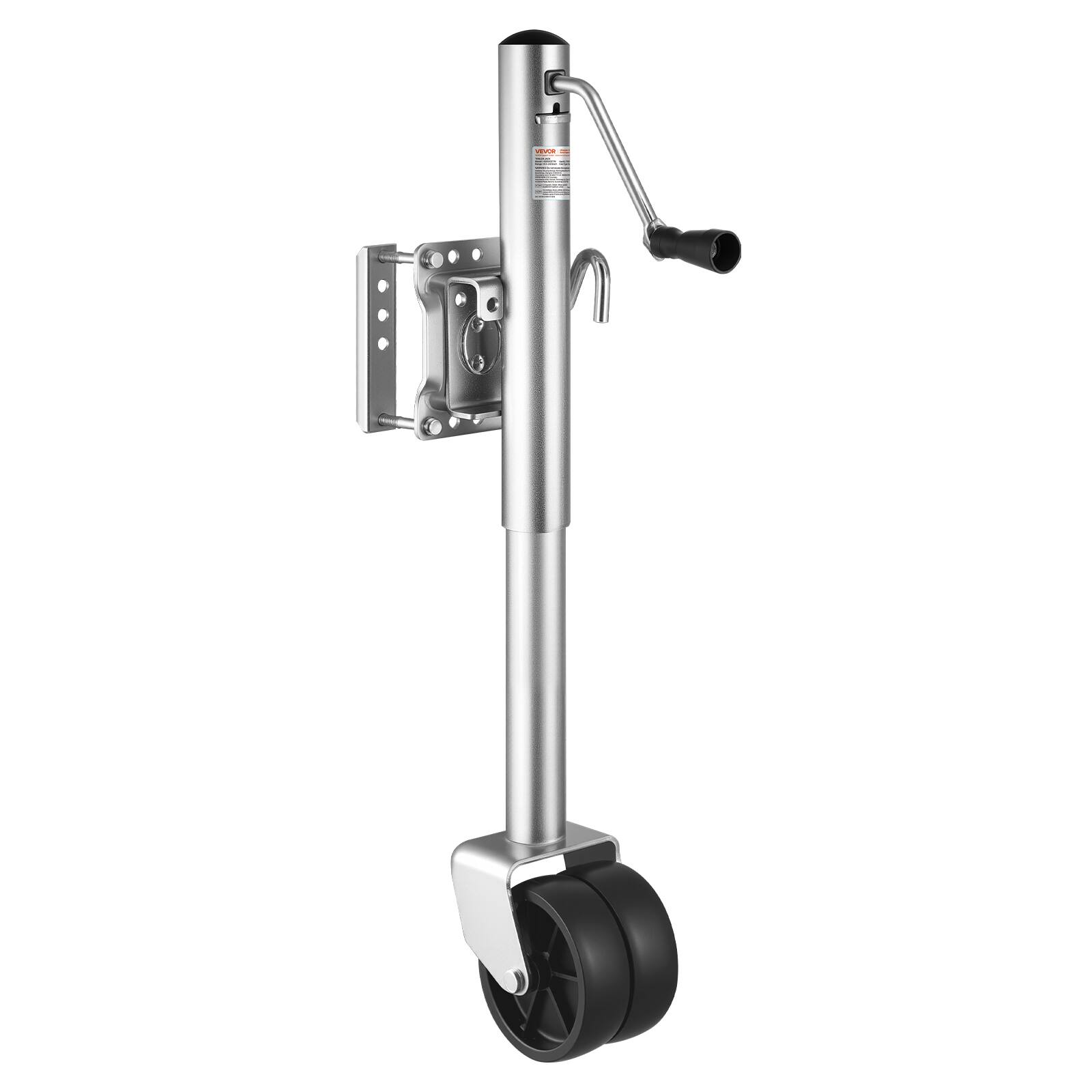 Alt View 5. VEVOR - Trailer Jack with Wheel, 1500 lbs Load Capacity, Heavy Duty Swivel Boat Trailer Jack with PP Single Wheel & Ergonomic - Black;Silver.