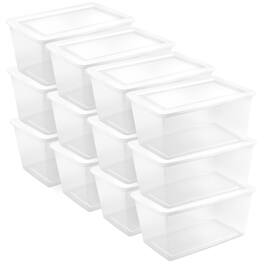Sterilite - 90 Qt Storage Box, Stackable Plastic Container Home Organizer, 12 Pack - White