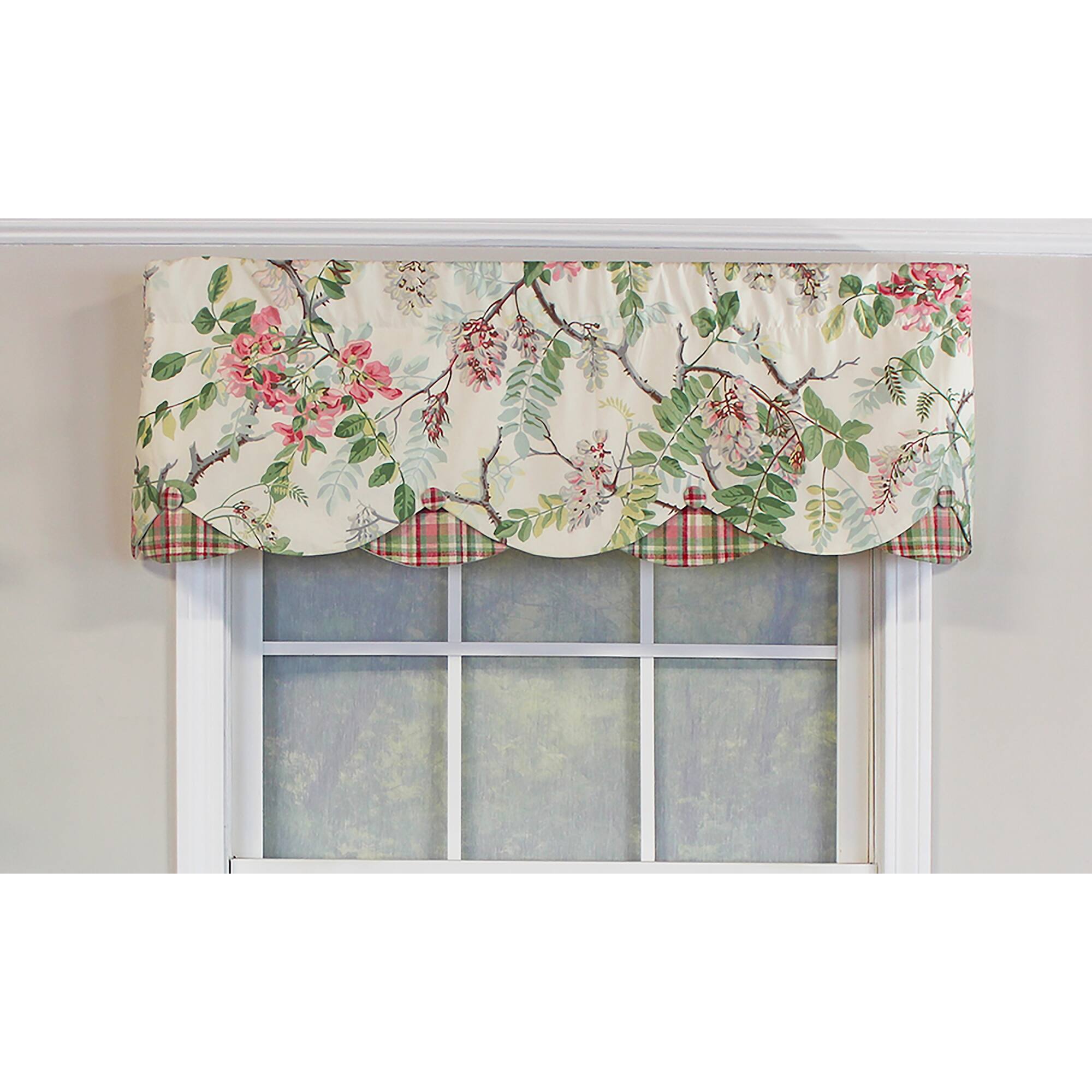 Angle. RLF Home - RLF Home Heirloom Garden Petticoat Spring 3" Rod Pocket Valance 50" x 16" - Spring.