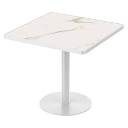 Loheer - Sintered Stone Dining Table, Square Marble Look Tabletop for Small Spaces - White