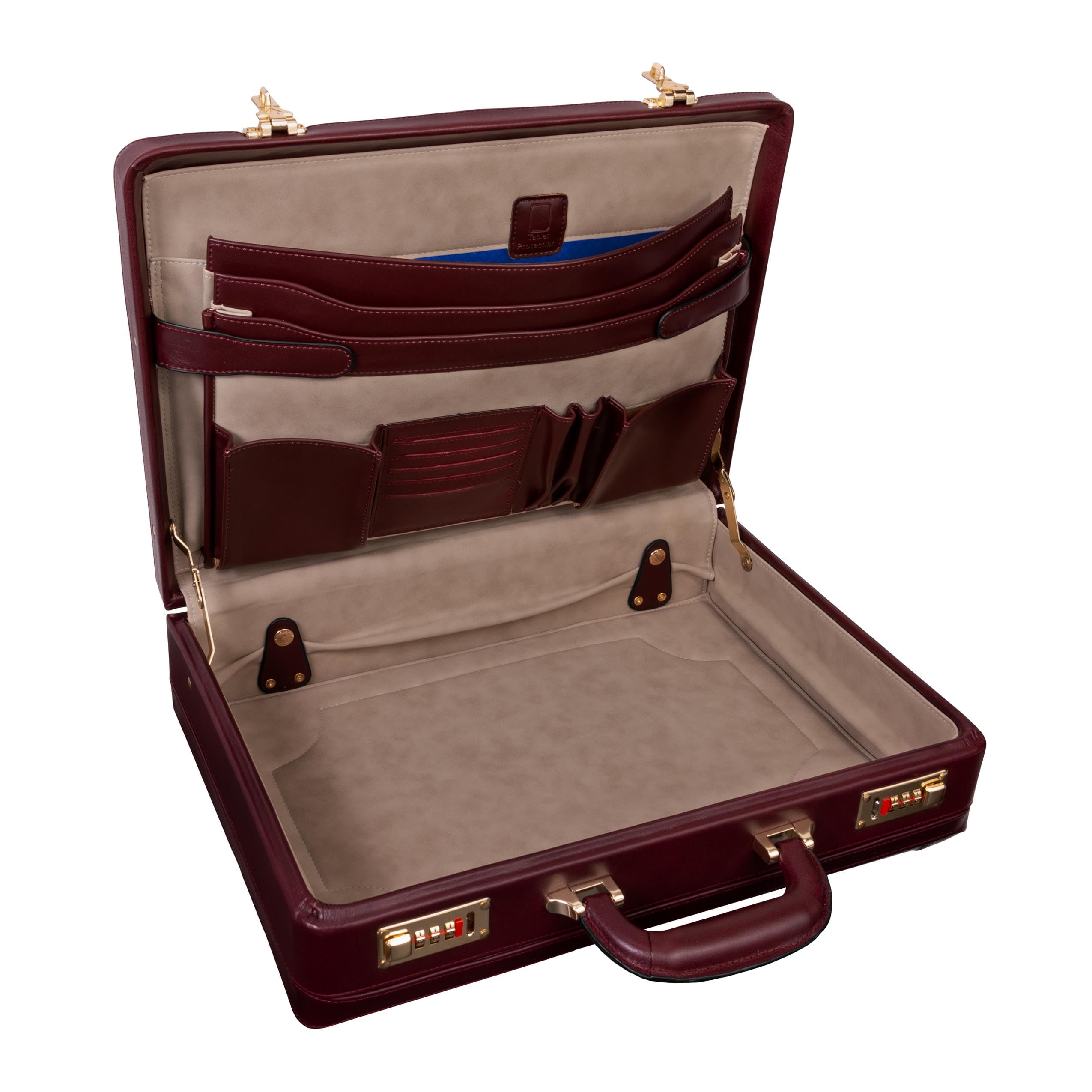 Alt View 3. McKleinUSA - Expandable Leather Laptop Briefcase 4.5" Slim Business Attache Bag Laptop Compartment Tablet Pocket Combination Lock - Burgundy.