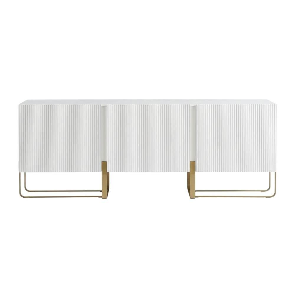 Alt View 3. Starlight Canyon Home - White Modern Wood TV Stand with 3 Cabinets for Living Room Storage - White.