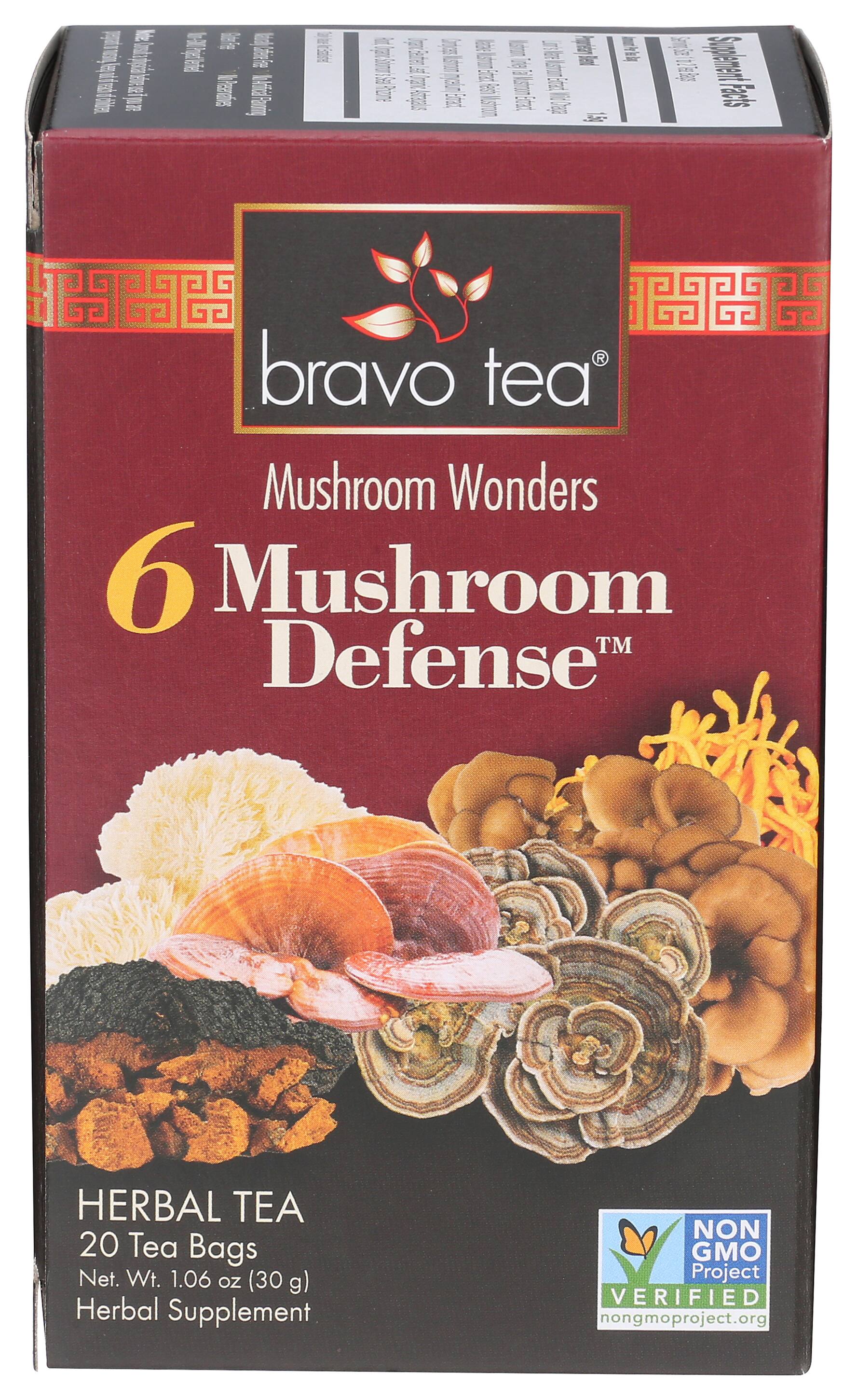 Bravo Tea - Six Mushroom Defense Herbal Tea - 20 Bags - 1.06 oz