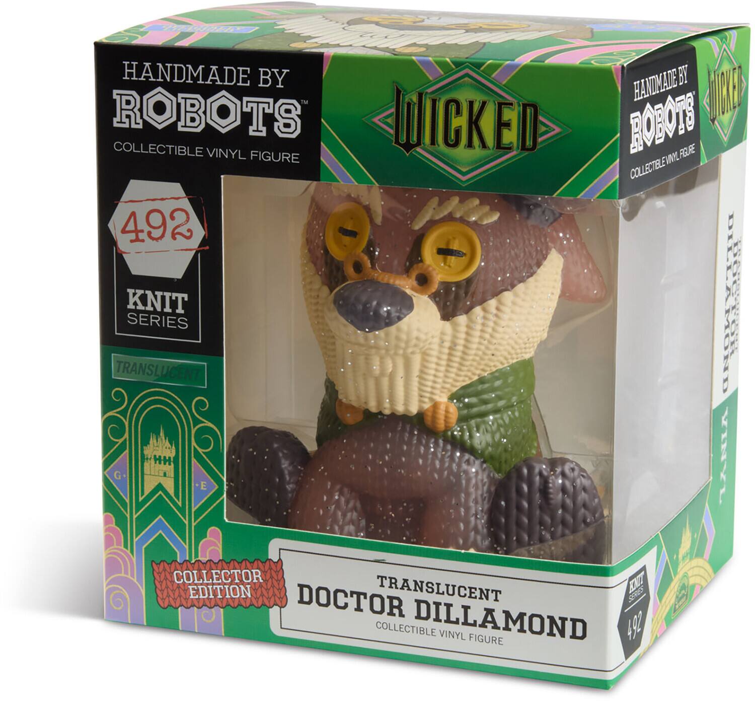 HANDMADE BY ROBOTS  
COLLECTIBLE VINYL FIGURE  
492  
KNIT SERIES  
WICKED  
COLLECTOR EDITION  
TRANSLUCENT  
DOCTOR DILLAMOND  
COLLECTIBLE VINYL FIGURE