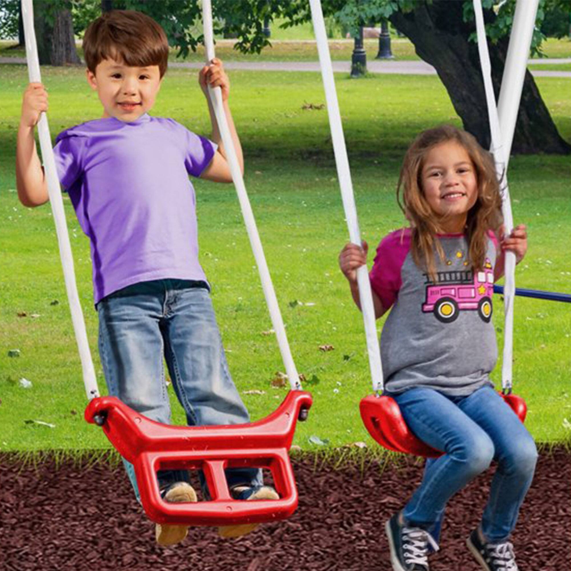 Alt View 3. XDP Recreation - XDP Recreation Freedom Fun Play Swing Set w/See Saw, Super Disc, Swings, & Slide - Multicolor.